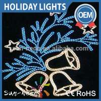 Xmas Street Light Decoration Outdoor 2d Bell Motif Decorative Rope Light Motif