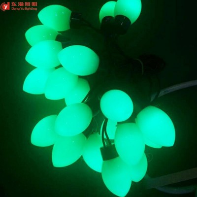 green light cotton ball string lights